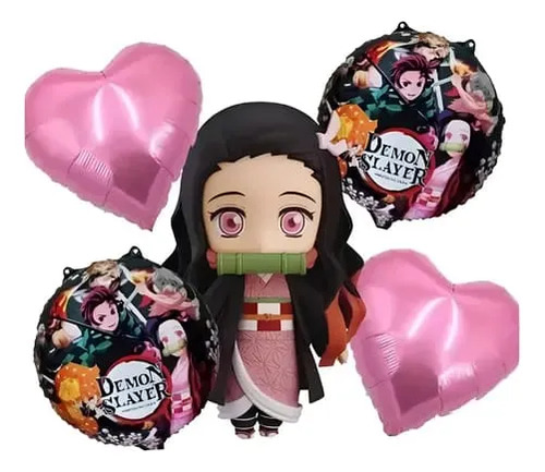 Kit Decoracion Nezuko Cumpleaños Globos Fiesta Demon Slayer miniatura 5