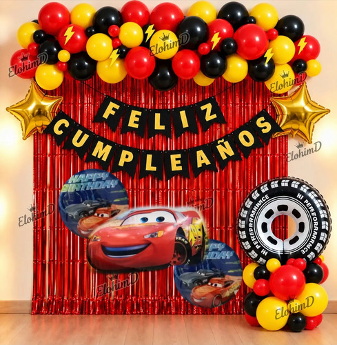 Kit Decoracion Cars Rayo Mcqueen Cumpleaños Fiesta Globos — imagen 1