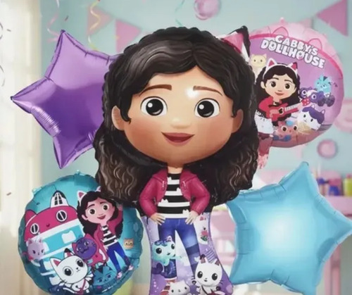 Kit Decoracion Cumpleaños Casa De Gabby Globos Fiesta Niña miniatura 4