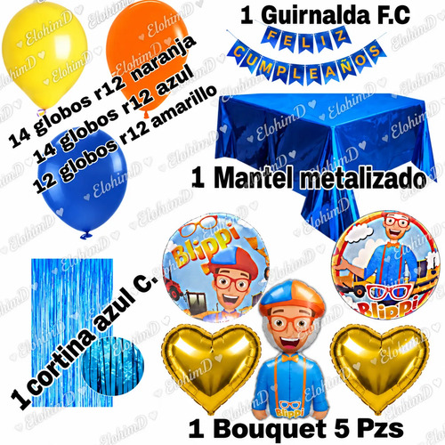 Kit Decoracion Blippi Cumpleaños Globos Fiesta + Mantel — vista alternativa