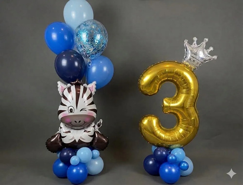 Kit Decoración Globos Animalitos Tiernos - Cumple (mes-años) Cebra