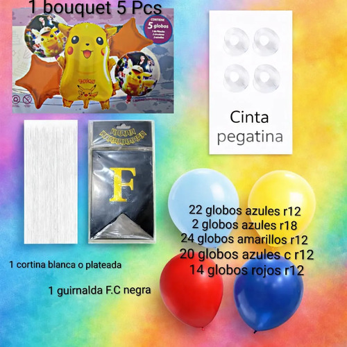 Kit Decoracion Cumpleaños Infantil Globos Pikachu Y Cortina miniatura 2