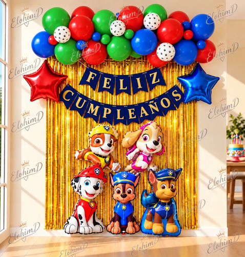 Kit Decoracion Cumpleaños Paw Patrol Patrulla Canina Globos