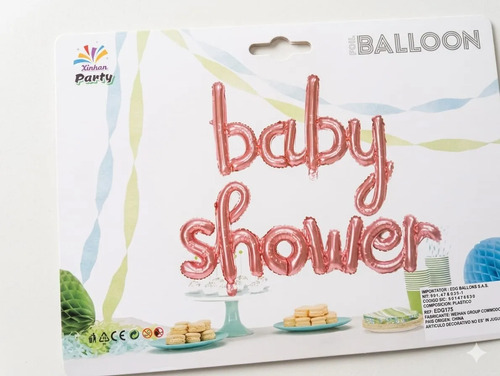 Globo Baby Shower Cursivo Letrero Fiesta Decoracion Rosa — imagen 1
