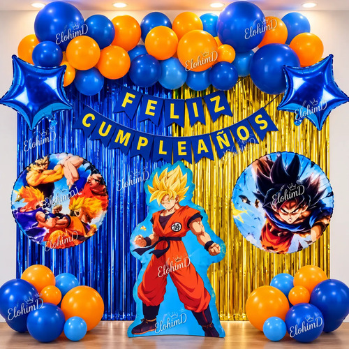 Kit Decoración Globos Cumpleaños Dragon Ball Z Super Sayayi — imagen 1